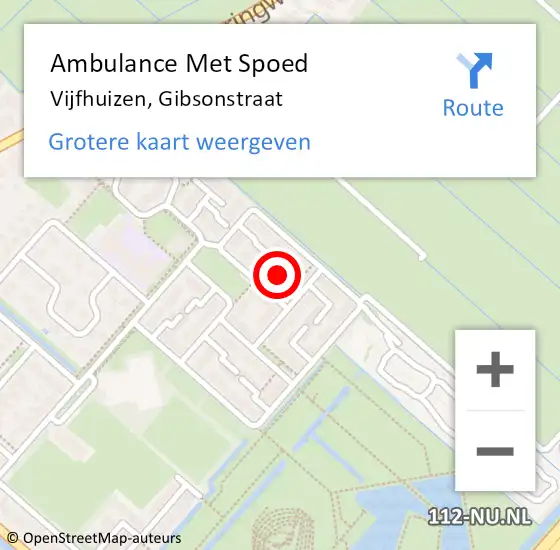 Locatie op kaart van de 112 melding: Ambulance Met Spoed Naar Vijfhuizen, Gibsonstraat op 18 april 2024 16:20