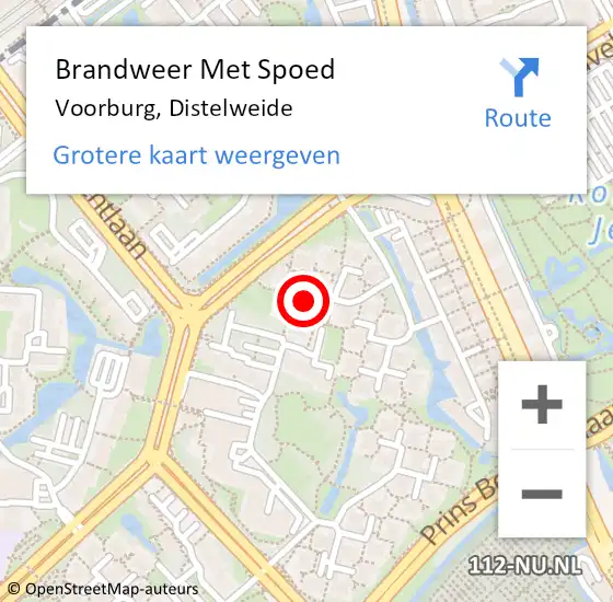 Locatie op kaart van de 112 melding: Brandweer Met Spoed Naar Voorburg, Distelweide op 18 april 2024 16:39