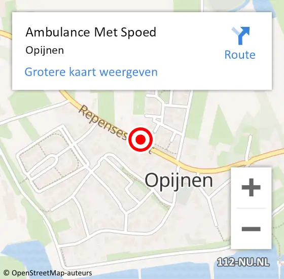 Locatie op kaart van de 112 melding: Ambulance Met Spoed Naar Opijnen op 18 april 2024 16:44