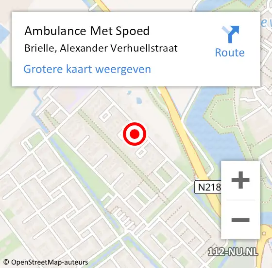 Locatie op kaart van de 112 melding: Ambulance Met Spoed Naar Brielle, Alexander Verhuellstraat op 18 april 2024 16:59