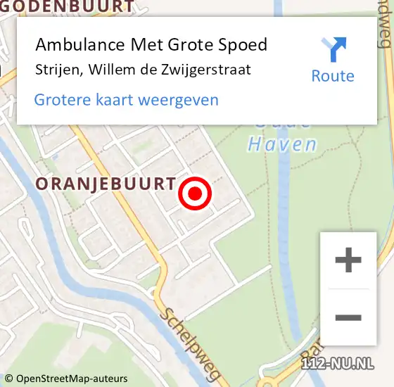 Locatie op kaart van de 112 melding: Ambulance Met Grote Spoed Naar Strijen, Willem de Zwijgerstraat op 18 april 2024 17:24