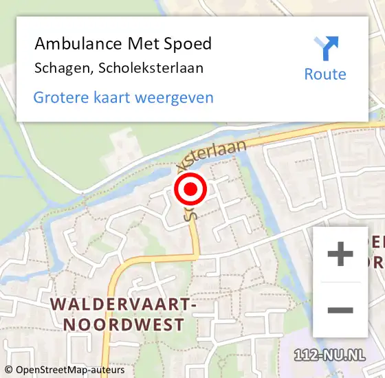 Locatie op kaart van de 112 melding: Ambulance Met Spoed Naar Schagen, Scholeksterlaan op 18 april 2024 17:40