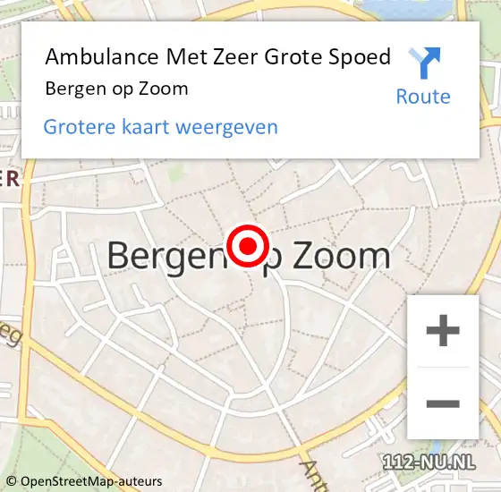 Locatie op kaart van de 112 melding: Ambulance Met Zeer Grote Spoed Naar Bergen op Zoom op 18 april 2024 17:58