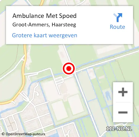 Locatie op kaart van de 112 melding: Ambulance Met Spoed Naar Groot-Ammers, Haarsteeg op 18 april 2024 18:12