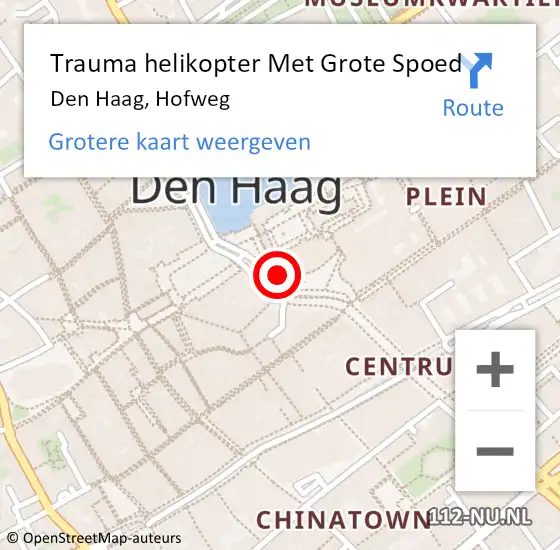 Locatie op kaart van de 112 melding: Trauma helikopter Met Grote Spoed Naar Den Haag, Hofweg op 18 april 2024 19:00