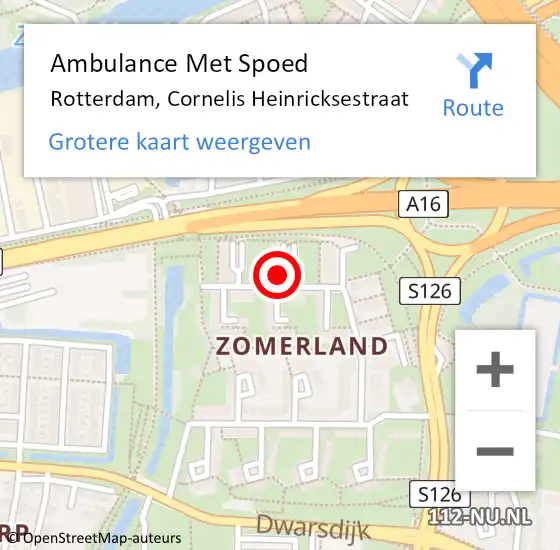 Locatie op kaart van de 112 melding: Ambulance Met Spoed Naar Rotterdam, Cornelis Heinricksestraat op 18 april 2024 19:10