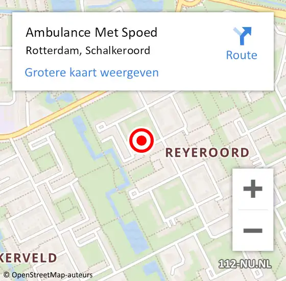 Locatie op kaart van de 112 melding: Ambulance Met Spoed Naar Rotterdam, Schalkeroord op 18 april 2024 19:14