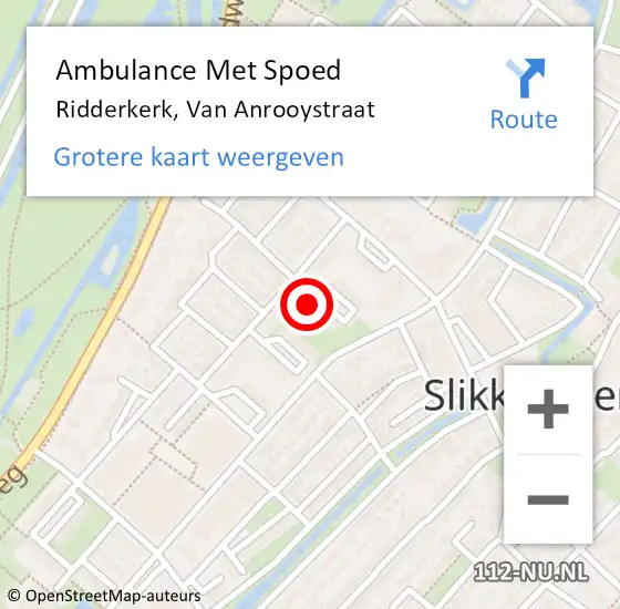 Locatie op kaart van de 112 melding: Ambulance Met Spoed Naar Ridderkerk, Van Anrooystraat op 18 april 2024 19:21