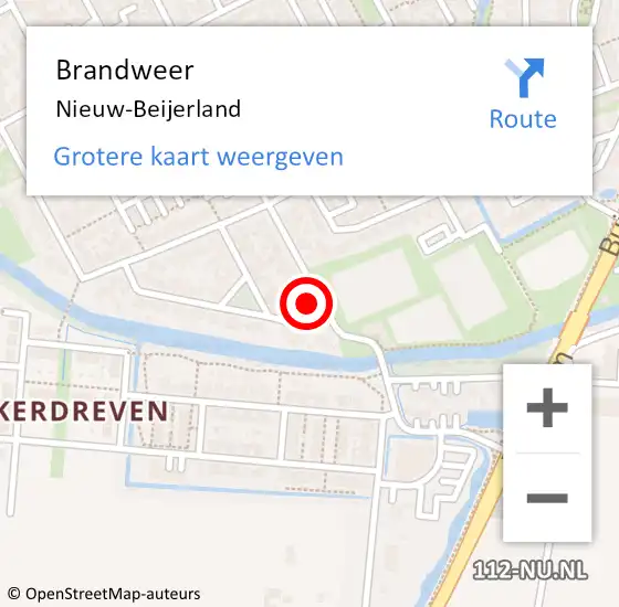 Locatie op kaart van de 112 melding: Brandweer Nieuw-Beijerland op 18 april 2024 19:30