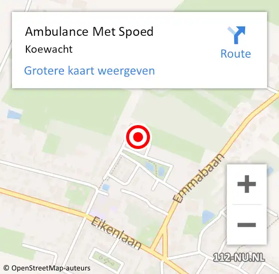 Locatie op kaart van de 112 melding: Ambulance Met Spoed Naar Koewacht op 18 april 2024 19:32