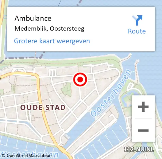 Locatie op kaart van de 112 melding: Ambulance Medemblik, Oostersteeg op 18 april 2024 19:35