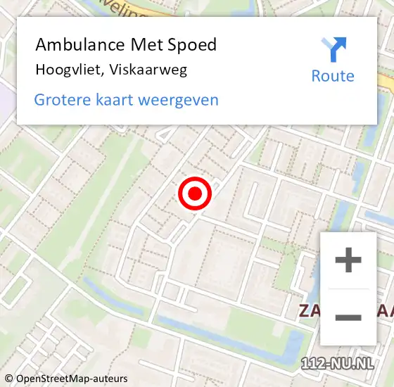 Locatie op kaart van de 112 melding: Ambulance Met Spoed Naar Hoogvliet, Viskaarweg op 18 april 2024 19:36