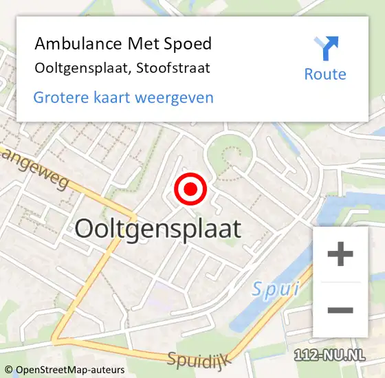 Locatie op kaart van de 112 melding: Ambulance Met Spoed Naar Ooltgensplaat, Stoofstraat op 18 april 2024 19:47