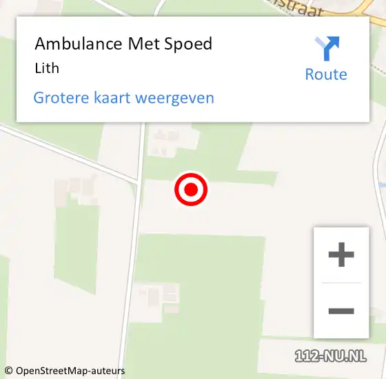 Locatie op kaart van de 112 melding: Ambulance Met Spoed Naar Lith op 18 april 2024 20:04