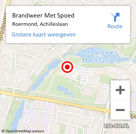 Locatie op kaart van de 112 melding: Brandweer Met Spoed Naar Roermond, Achilleslaan op 18 april 2024 20:05