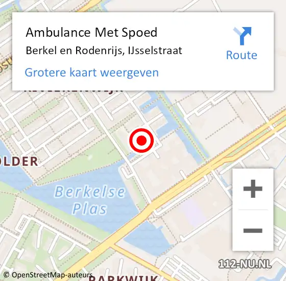 Locatie op kaart van de 112 melding: Ambulance Met Spoed Naar Berkel en Rodenrijs, IJsselstraat op 18 april 2024 20:43