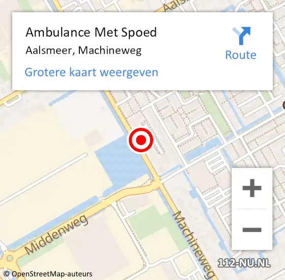 Locatie op kaart van de 112 melding: Ambulance Met Spoed Naar Aalsmeer, Machineweg op 18 april 2024 21:03