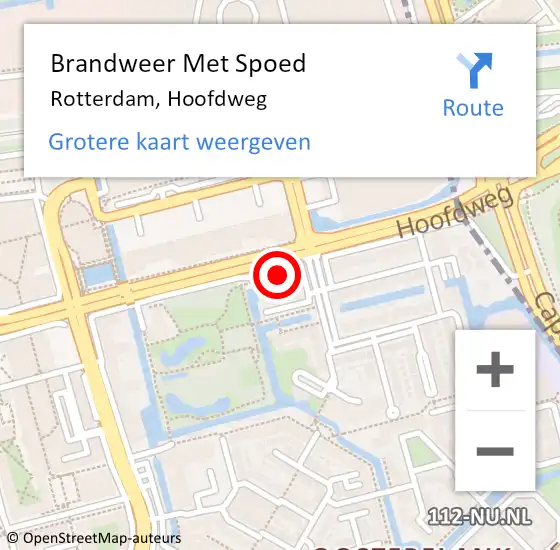 Locatie op kaart van de 112 melding: Brandweer Met Spoed Naar Rotterdam, Hoofdweg op 18 april 2024 21:09