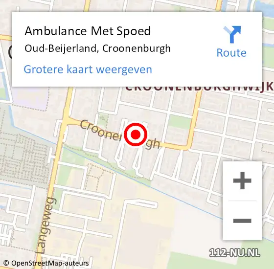 Locatie op kaart van de 112 melding: Ambulance Met Spoed Naar Oud-Beijerland, Croonenburgh op 18 april 2024 21:23