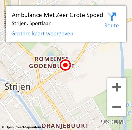 Locatie op kaart van de 112 melding: Ambulance Met Zeer Grote Spoed Naar Strijen, Sportlaan op 18 april 2024 21:31