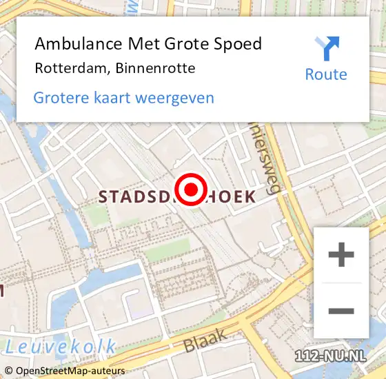 Locatie op kaart van de 112 melding: Ambulance Met Grote Spoed Naar Rotterdam, Binnenrotte op 18 april 2024 21:33