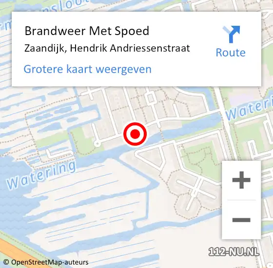 Locatie op kaart van de 112 melding: Brandweer Met Spoed Naar Zaandijk, Hendrik Andriessenstraat op 18 april 2024 21:35