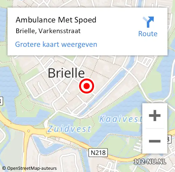Locatie op kaart van de 112 melding: Ambulance Met Spoed Naar Brielle, Varkensstraat op 18 april 2024 21:55