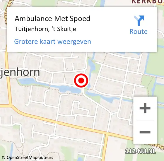 Locatie op kaart van de 112 melding: Ambulance Met Spoed Naar Tuitjenhorn, 't Skuitje op 18 april 2024 21:57