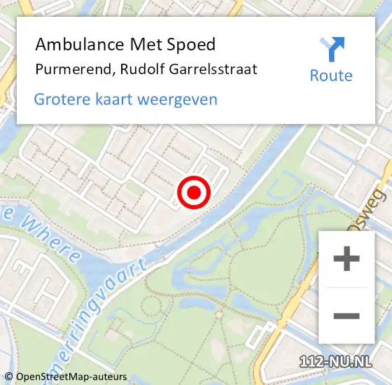 Locatie op kaart van de 112 melding: Ambulance Met Spoed Naar Purmerend, Rudolf Garrelsstraat op 18 april 2024 21:57