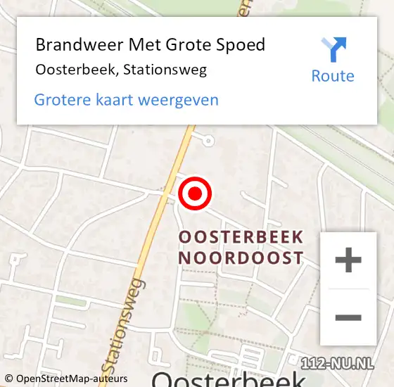 Locatie op kaart van de 112 melding: Brandweer Met Grote Spoed Naar Oosterbeek, Stationsweg op 18 april 2024 21:59