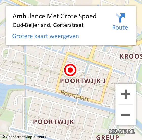 Locatie op kaart van de 112 melding: Ambulance Met Grote Spoed Naar Oud-Beijerland, Gorterstraat op 18 april 2024 22:03