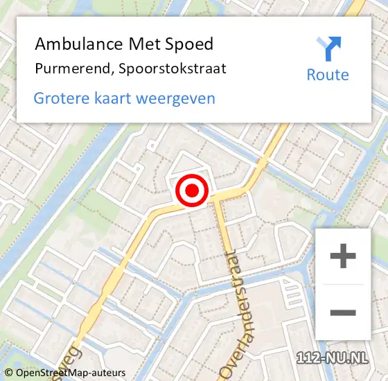 Locatie op kaart van de 112 melding: Ambulance Met Spoed Naar Purmerend, Spoorstokstraat op 18 april 2024 23:01