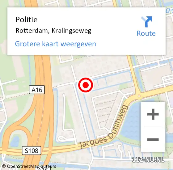 Locatie op kaart van de 112 melding: Politie Rotterdam, Kralingseweg op 18 april 2024 23:44