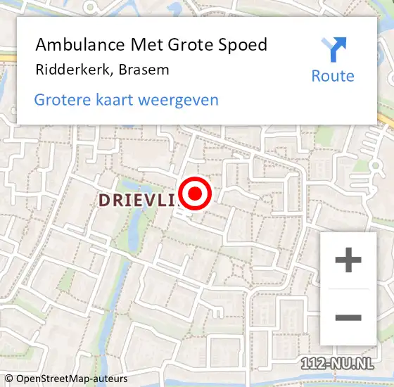 Locatie op kaart van de 112 melding: Ambulance Met Grote Spoed Naar Ridderkerk, Brasem op 18 april 2024 23:59