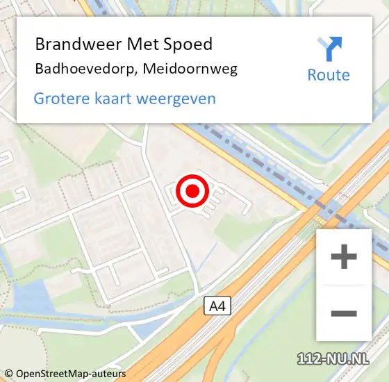 Locatie op kaart van de 112 melding: Brandweer Met Spoed Naar Badhoevedorp, Meidoornweg op 19 april 2024 00:08