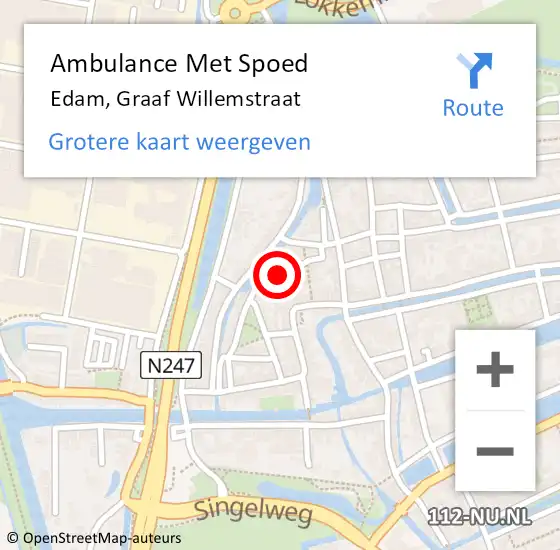 Locatie op kaart van de 112 melding: Ambulance Met Spoed Naar Edam, Graaf Willemstraat op 19 april 2024 00:11