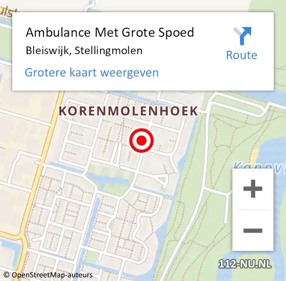 Locatie op kaart van de 112 melding: Ambulance Met Grote Spoed Naar Bleiswijk, Stellingmolen op 19 april 2024 00:14