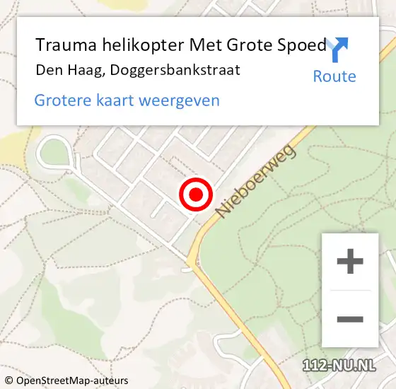 Locatie op kaart van de 112 melding: Trauma helikopter Met Grote Spoed Naar Den Haag, Doggersbankstraat op 19 april 2024 00:33
