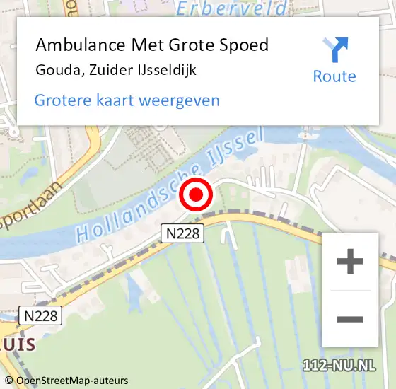 Locatie op kaart van de 112 melding: Ambulance Met Grote Spoed Naar Gouda, Zuider IJsseldijk op 19 april 2024 00:41