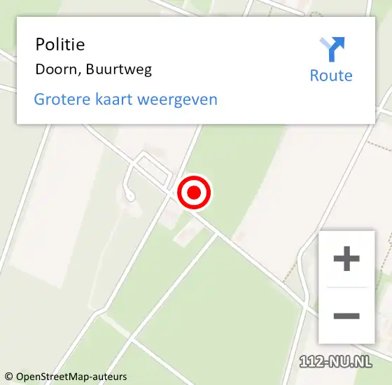 Locatie op kaart van de 112 melding: Politie Doorn, Buurtweg op 19 april 2024 01:13