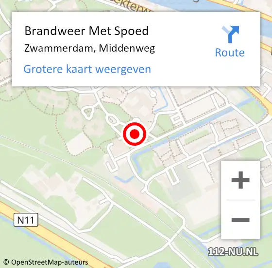 Locatie op kaart van de 112 melding: Brandweer Met Spoed Naar Zwammerdam, Middenweg op 19 april 2024 01:39