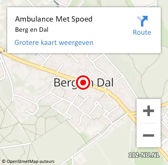 Locatie op kaart van de 112 melding: Ambulance Met Spoed Naar Berg en Dal op 19 april 2024 01:49