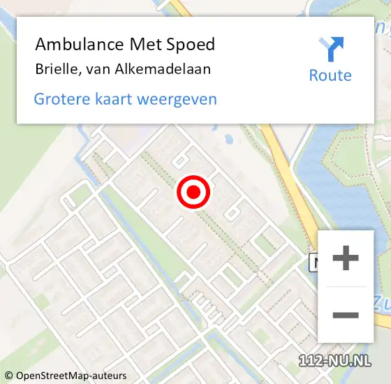 Locatie op kaart van de 112 melding: Ambulance Met Spoed Naar Brielle, van Alkemadelaan op 19 april 2024 01:56