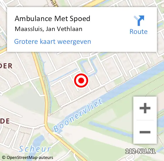 Locatie op kaart van de 112 melding: Ambulance Met Spoed Naar Maassluis, Jan Vethlaan op 19 april 2024 02:45