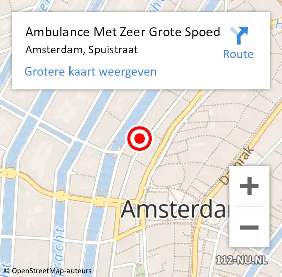 Locatie op kaart van de 112 melding: Ambulance Met Zeer Grote Spoed Naar Amsterdam, Spuistraat op 19 april 2024 02:54
