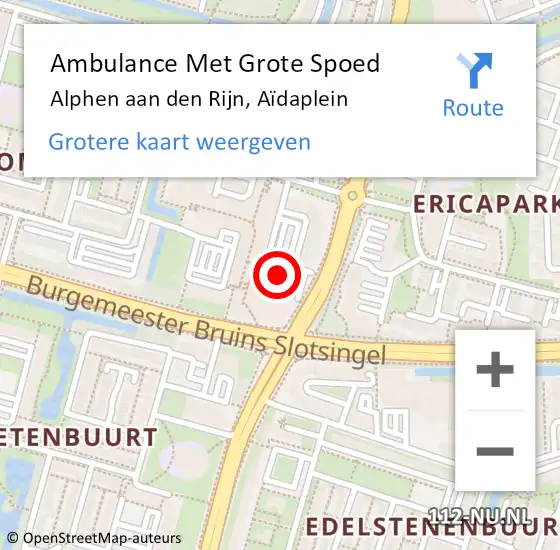 Locatie op kaart van de 112 melding: Ambulance Met Grote Spoed Naar Alphen aan den Rijn, Aïdaplein op 19 april 2024 04:10