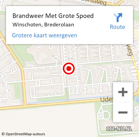 Locatie op kaart van de 112 melding: Brandweer Met Grote Spoed Naar Winschoten, Brederolaan op 19 april 2024 04:59