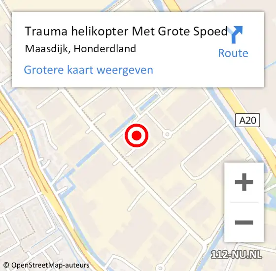 Locatie op kaart van de 112 melding: Trauma helikopter Met Grote Spoed Naar Maasdijk, Honderdland op 19 april 2024 05:36