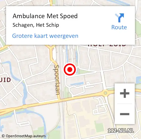 Locatie op kaart van de 112 melding: Ambulance Met Spoed Naar Schagen, Het Schip op 19 april 2024 06:31
