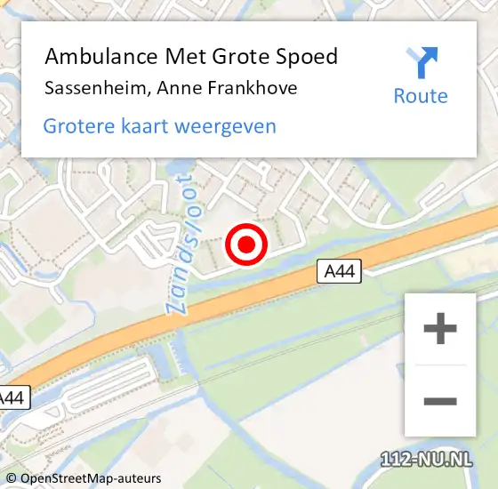Locatie op kaart van de 112 melding: Ambulance Met Grote Spoed Naar Sassenheim, Anne Frankhove op 19 april 2024 06:38